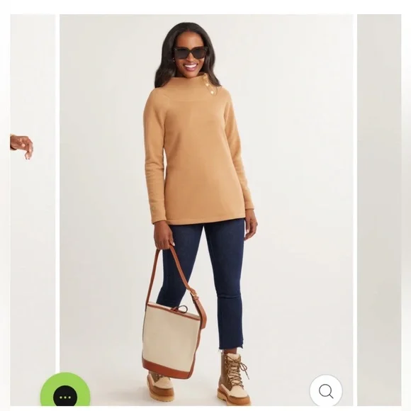 Dudley Stephens Marielle Mock Neck in Camel - Picture 2 of 10